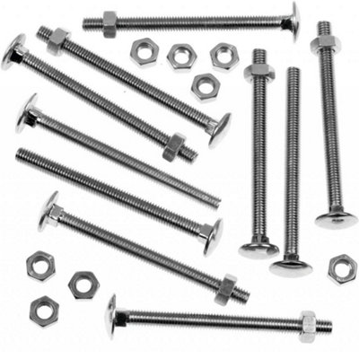Securfix Carriage Bolts & Hex Nuts (Pack of 200) Silver (75mm)