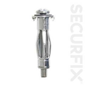 Securfix Heavy Duty Hollow Wall Anchor (Pack of 5) Silver (40mm)