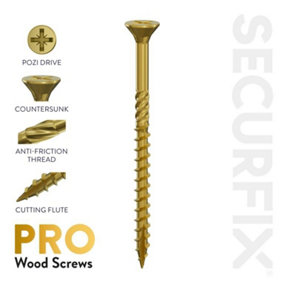 Securfix Pro Wood Screws (Pack of 320) Gold (One Size)