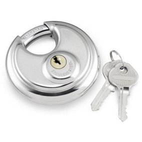 Securit 70mm Discus Padlock Keyed Alike Silver Stainless Steel with x2 Keys