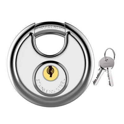 Securit 70mm Discus Padlock Keyed Alike Silver Stainless Steel with x2 Keys