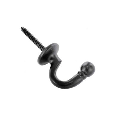 Securit Antique Ball End Screw Hook (Pack of 2) Black (40mm)