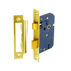 Securit Br Plated Lever Sash Lock Gold/Blue (63mm)