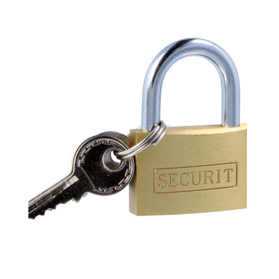 Securit Brass Padlock 25mm with x3 Keys
