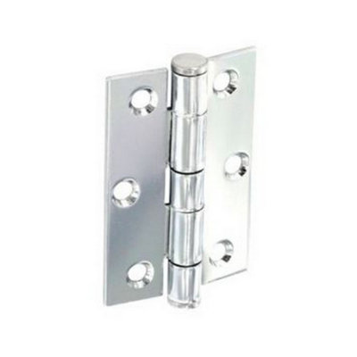 Securit Button Tip Butt Hinges (Pack of 2) Polished Chrome (One Size)