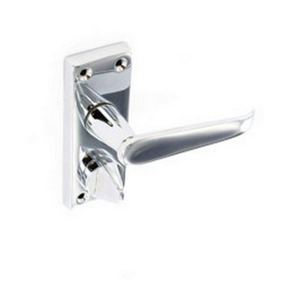 Securit Chrome Flat Privacy Handles (1 Pair) Silver (One Size)