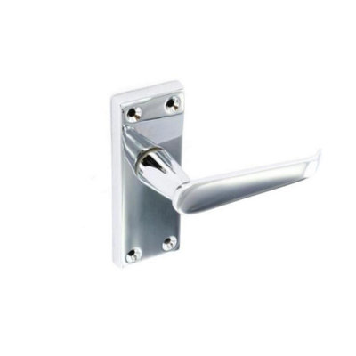 Securit Chrome Latch Handles (Pack of 2) Silver (115mm)