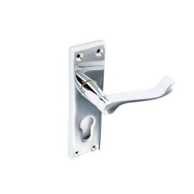 Securit Chrome Scroll Euro Lock Handles (1 Pair) Silver (48mm)