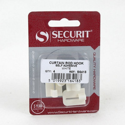 Securit Curtain Hooks (Pack of 4) White (One Size)