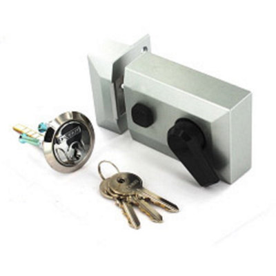 Securit Double Locking Nightlatch Silver (14.5 x 21.8 x 4cm)