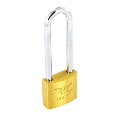 Securit Egret Long Shackle Brass Padlock 40mm with x3 Keys