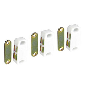 Securit Magnetic Cupboard Latch (Pack of 3) White (One Size)