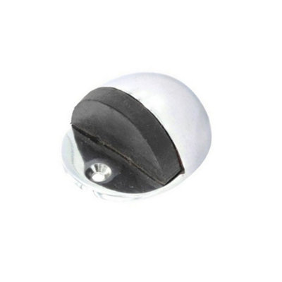 Securit Oval Door Stopper Silver/Black (50mm)