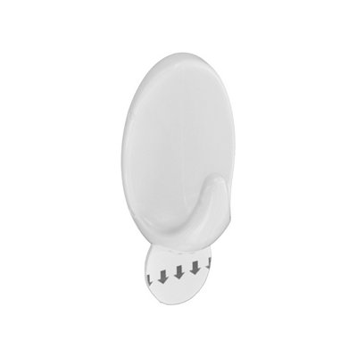 Securit Oval Stick On Hook White (55mm x 110mm)