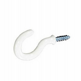 Securit Plastic Cup Hooks (Pack of 3) White (50mm)