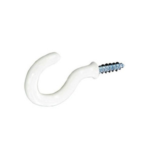 Securit Plastic Cup Hooks (Pack of 4) White (38mm)