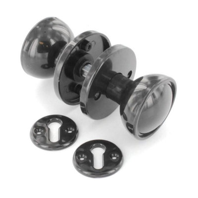 Securit Plastic Mortice Knob Set Black (60mm)