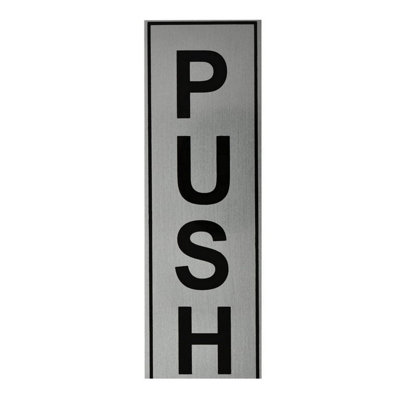 Securit Push Vertical Door Sign Black/Silver (20cm x 5cm) | DIY at B&Q