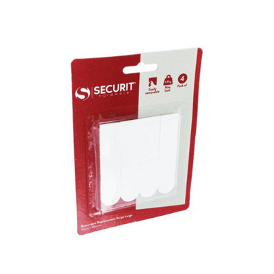 Securit Removable Replacement Strips (Pack of 4) White (85mm x 19mm)