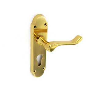 Securit Richmond Br Euro Lock Handle (Pack of 2) Gold (170mm)