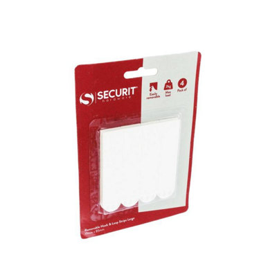 Securit Stick-On Strips (Pack of 4) White (L)