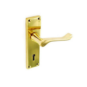 Securit Victorian Scroll Lock Furn Door Handles (Pair) Br (One Size)