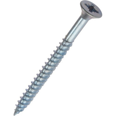 Securit Zinc Plated Flat Wood Screws (Pack of 10) Silver (45mm x 4mm)