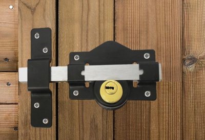 SECURITY 50mm DOUBLE Long Throw Bolt Gate Lock Garage Shed 5 Keys AND ...