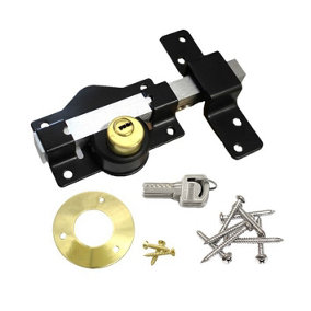 SECURITY 50mm DOUBLE Long Throw Bolt Gate Lock Garage Shed 5 Keys
