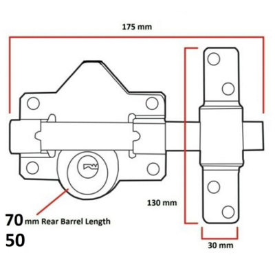 SECURITY 50mm Long Throw Bolt Gate Lock Garage SHED Single 5 Keys AND HANDLE