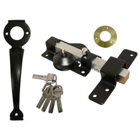SECURITY 70mm Long Throw Bolt Gate Lock Garage SHED Single 5 Keys AND HANDLE