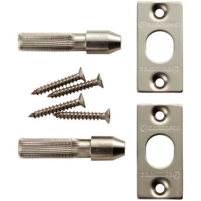 Security Hinge Bolt Set 56 x 13mm Bolt Fixing Plates Satin Stainless Steel