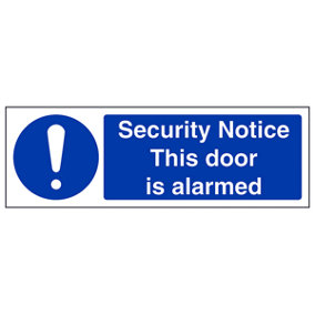 Security Notice Door Is Alarmed Sign - Glow in Dark - 300x100mm (x3)