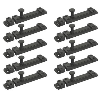 Security Slide Bolt Tower Bolt Door Bolt in Matt Balck Finish 100mm (4") - Golden Grace (10)