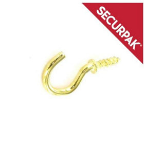 Securpak Br Plated Cup Hooks (Pack of 15) Gold (25mm)