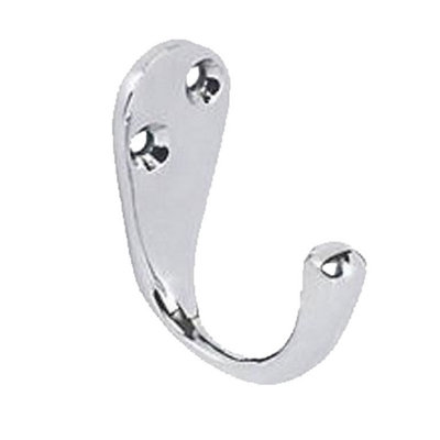 Securpak Coat Hook (Pack of 2) Silver (50mm)
