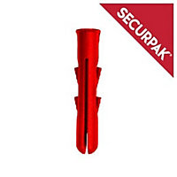 Securpak General Purpose Wall Plugs (Pack of 20) Red (One Size)