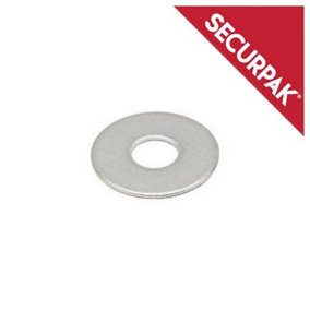 Securpak M10 Zinc Plated Penny Washers (Pack of 18) Silver (25mm)