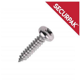 Securpak Zinc Plated Pozi, Pan Self Tapping Screws (Pack of 30) Silver (One Size)