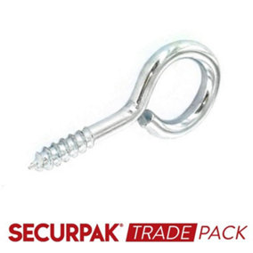 Securpak Zinc Plated Screw Eyes (Pack of 20) Silver (65mm x 14mm)