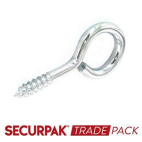 Securpak Zinc Plated Screw Eyes (Pack of 30) Silver (55mm x 12mm)