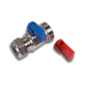 Securplumb Straight Chrome Plated Washing Machine Valve Silver/Blue/Red (15mm x 0.7mm)