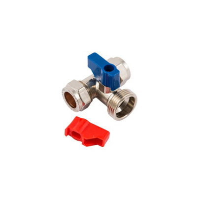 Securplumb Washing Machine Tap Silver/Blue/Red (15mm x 15mm x 0.7mm)