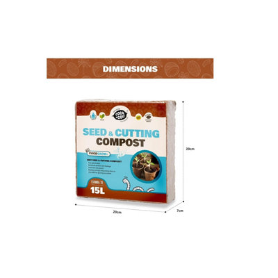 Seed Cutting Compost Brick Compact Potting Mix With Perlite Makes 15L ...
