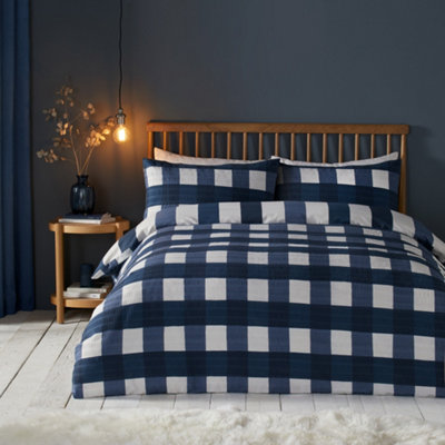 Seersucker Gingham Check Brushed Duvet Cover Set