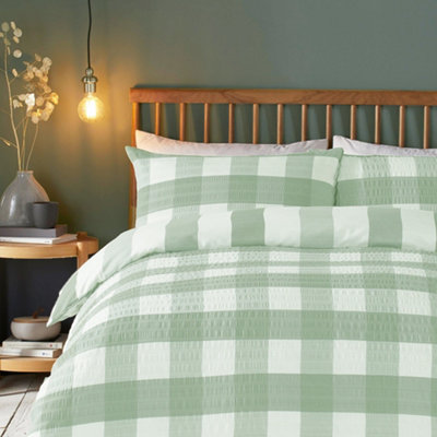 Seersucker Gingham Textured Duvet Cover Set