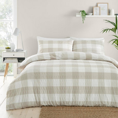 Seersucker Gingham Textured Duvet Cover Set