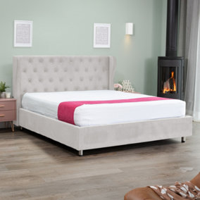 Selby 135cm Velvet Ottoman Bed Frame - Light Grey