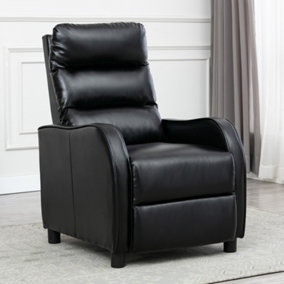 SELBY BONDED LEATHER PUSHBACK ARMCHAIR GAMING RECLINER CHAIR  (Black)