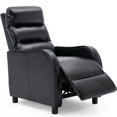 Selby Bonded Leather Pushback Armchair Gaming Recliner Chair (Black)